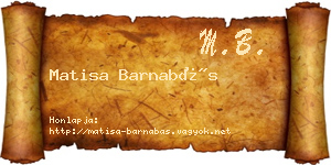Matisa Barnabás névjegykártya